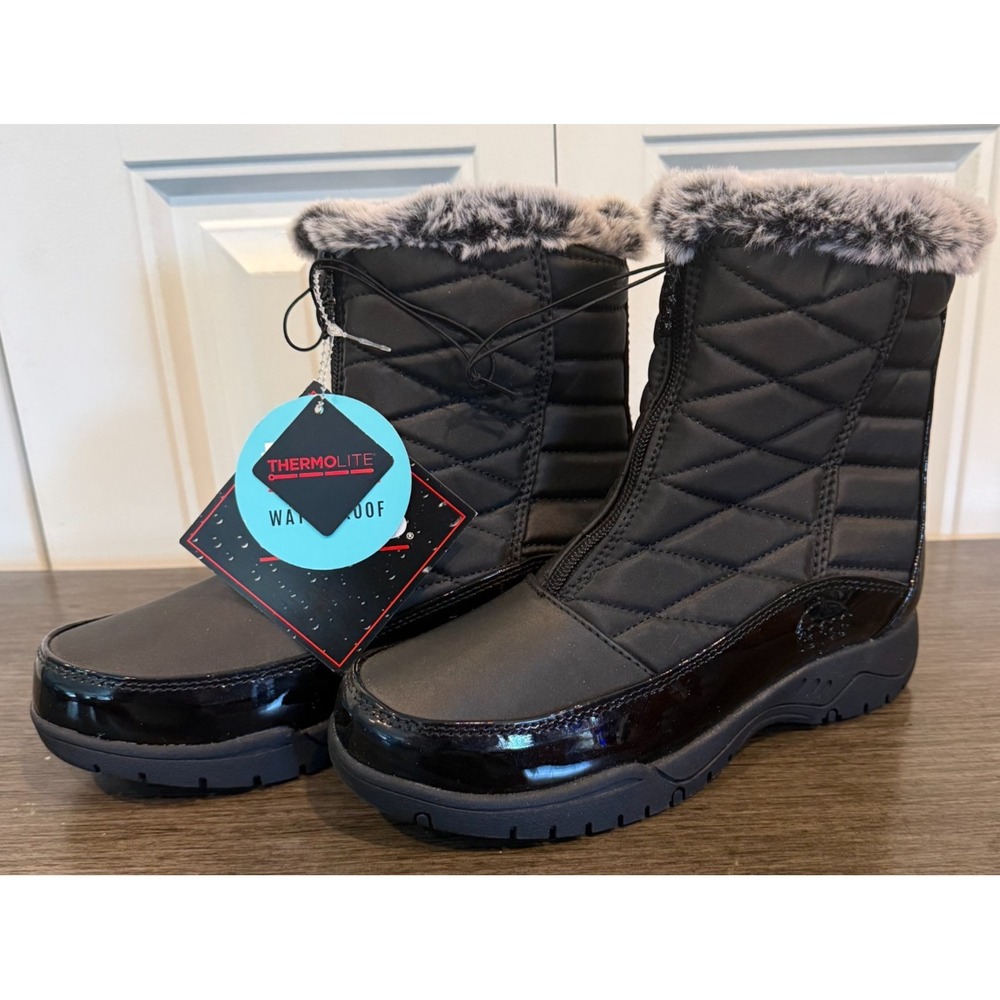 Totes Esther Women's Winter Snow Boots Size 6 Black Waterproof Faux Fur Thermoli